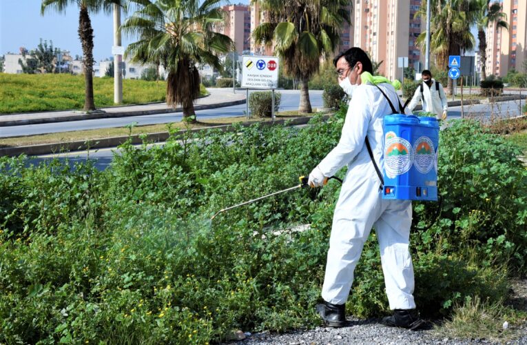 TOROSLAR BELEDİYESİ, OT İLAÇLAMA ÇALIŞMASI YAPIYOR