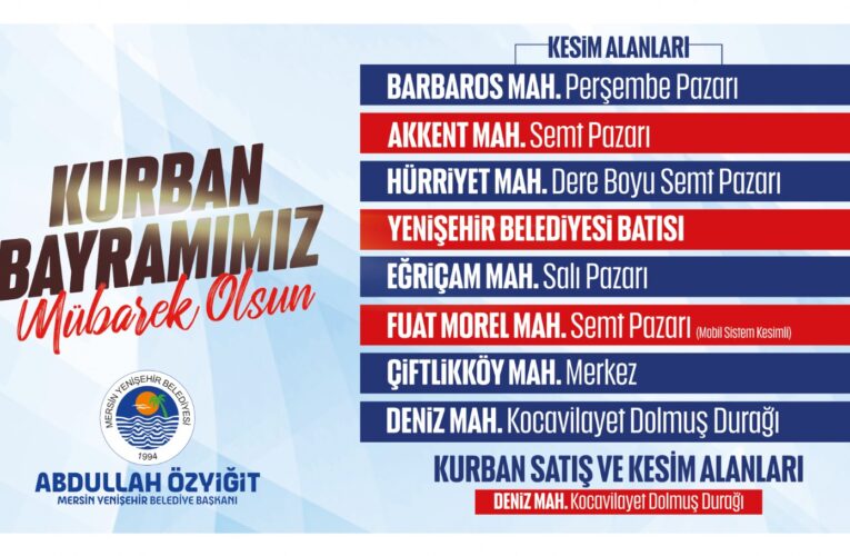 Yenişehir’de kurban kesim yerleri belirlendi