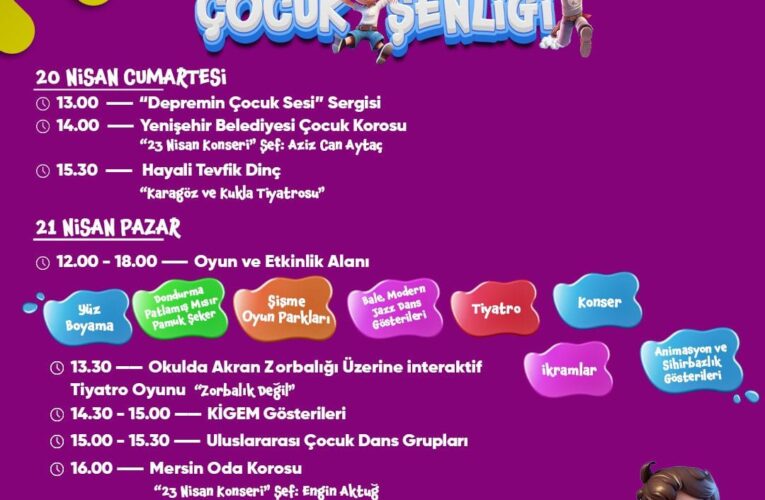 Yenişehir Belediyesinden çocuklar için renkli bayram programı